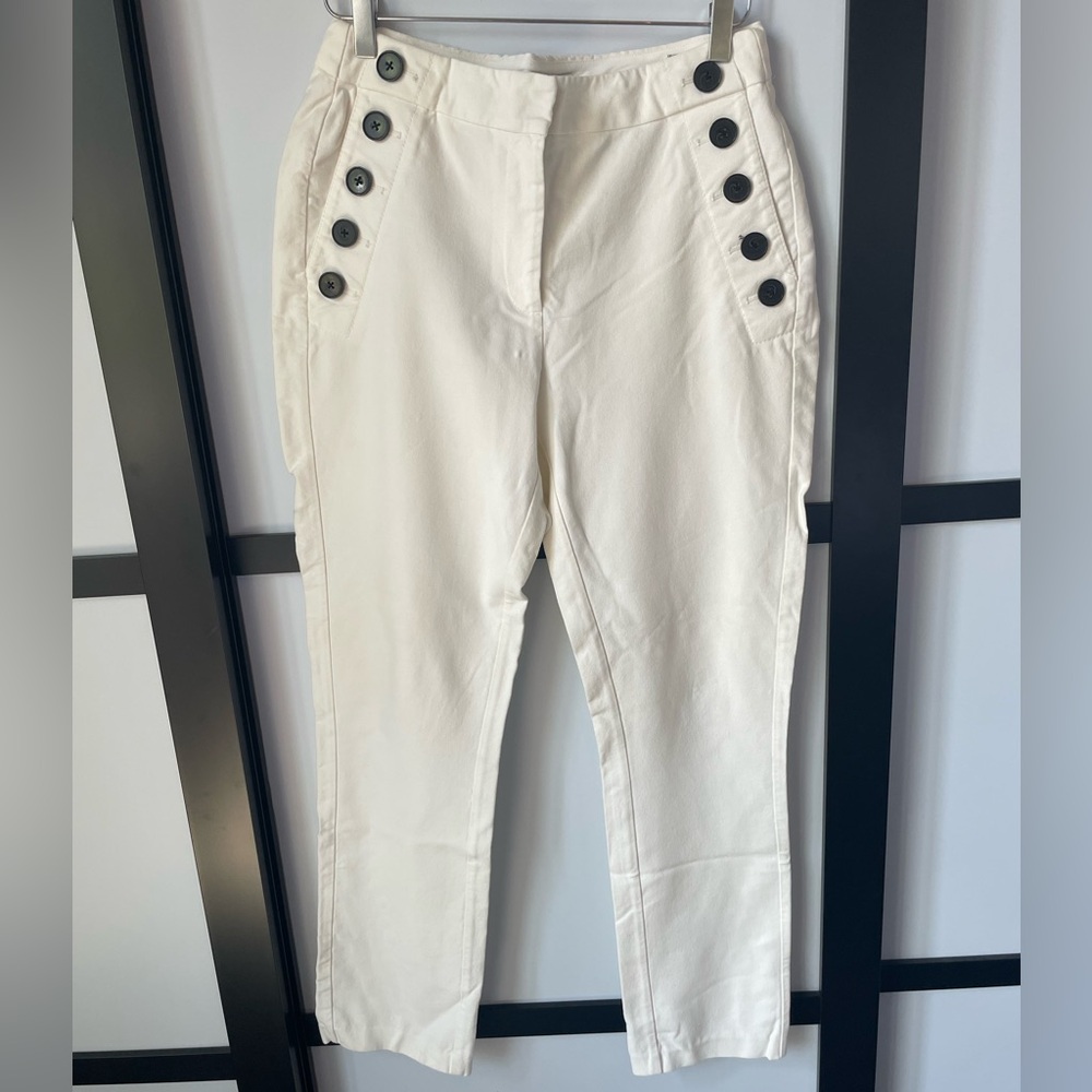 Derek Lam 10 Crosby White Button-Detail Trousers